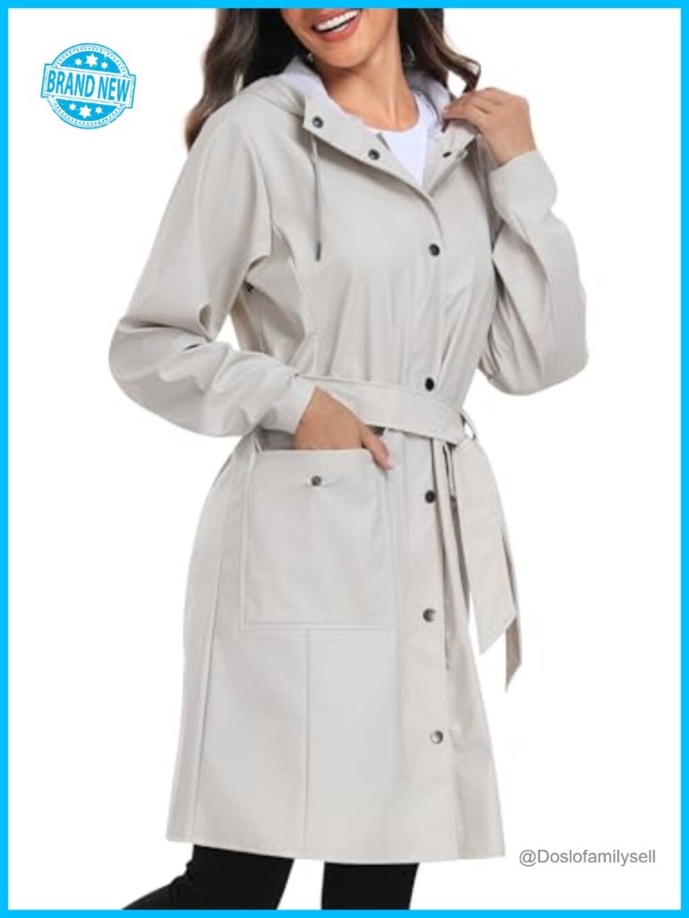 Waterproof Raincoat Long Hooded Windbreaker Trench Coat